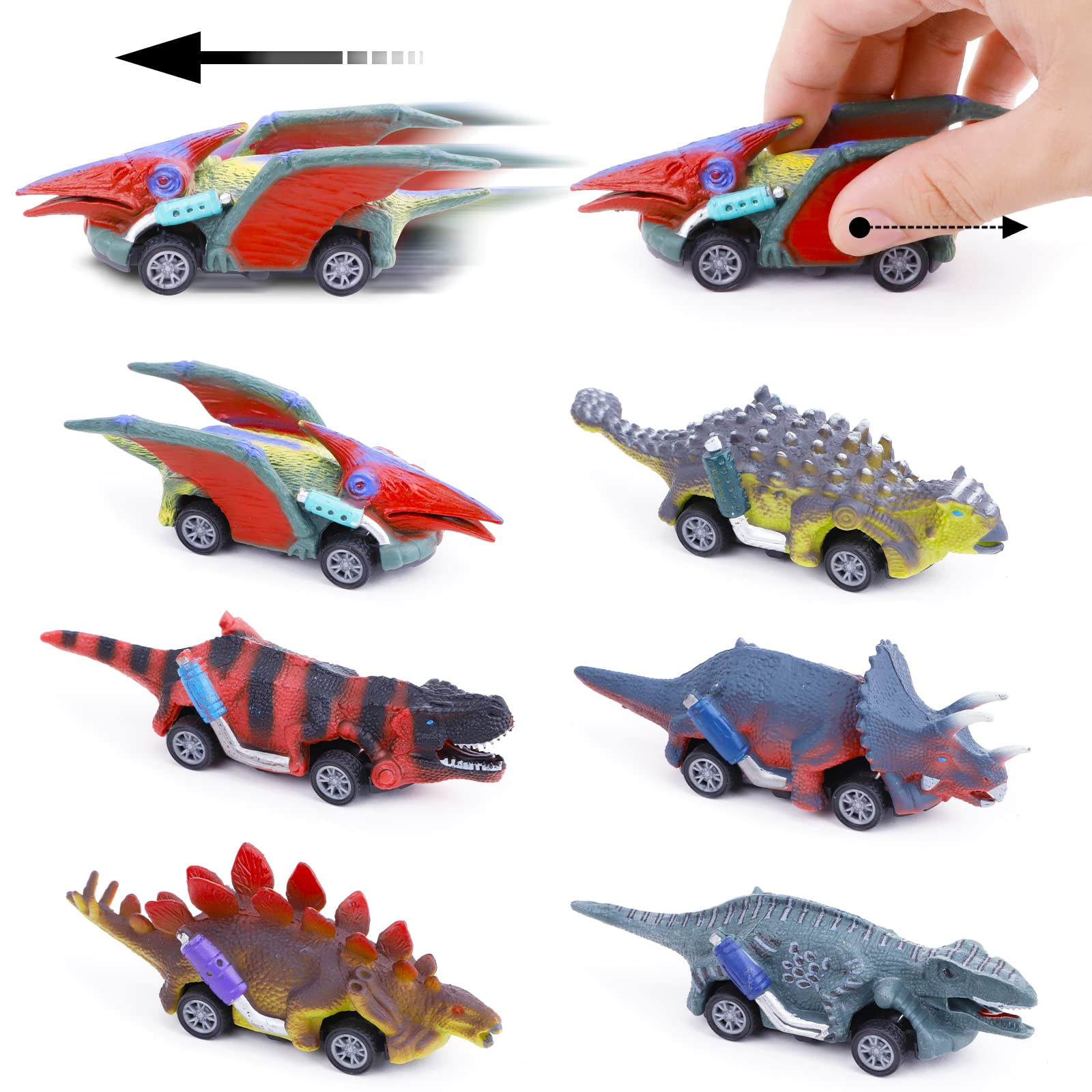 恐竜 おもちゃ リターンカー 車 ６点セット ミニカー 玩具 – Ankaya
