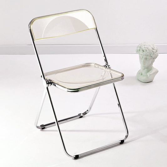 パイプ椅子 透明 折りたたみ 椅子 クリアチェア 折り畳み  可愛い シンプル 省スペース(イエロー)