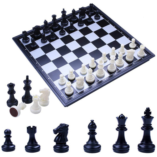 チェス 磁石式 国際将棋 折りたたみ チェスセット 日本語説明書付き 収納便利 持ち運びしやすい 黒と白の駒 36*36 (L)